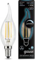 Лампа филам. Gauss Filament 5Вт цок.:E14 свеча 220B св.свеч.бел.нейт. (упак.:1шт) (104801205-D)