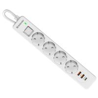 Defender Удлинитель с сетевым фильтром DFS 143 3 м,белый,4розетки,USB+TypeC [99434]
