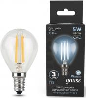 Лампа филам. Gauss Filament 5Вт цок.:E14 свеча 220B св.свеч.бел.нейт. (упак.:1шт) (105801205)
