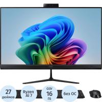 Моноблок Acer Aspire C27B-GKRK 27" Full HD Ryzen 7 350 (2) 16Gb SSD512Gb RGr Eshell GbitEth WiFi BT 90W клавиатура мышь Cam черный 1920x1080