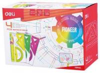 Набор линеек Deli EG00402 Pioneer пластик дл.20см ассорти флуорисцентный компл.:лин.20см/треуг.2шт/трансп. пластиковый пакет с европодв.