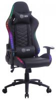 Кресло игровое Cactus CS-CHR-0099BL с RGB подсветкой черный экокожа с подголов. крестов. сталь