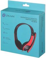Наушники с микрофоном Оклик HS-M150 черный/красный 2.2м накладные оголовье (359486)