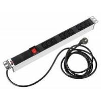 REM Блок розеток Rem-16 с выкл., 9 IEC 60320 C13, 16A, алюм., 19", шнур 3 м. (R-16-9C13-V-440-3)