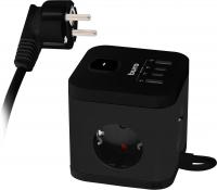 Сетевой удлинитель Buro BU-PC3.1UС-Plus-B 1.5м (3 розетки) черный (коробка)