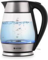 Чайник электрический Vitek VT-7037 1.7л. 2200Вт прозрачный/черный корпус: стекло/металл/пластик