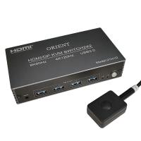 ORIENT HS21H1D 8K, HDMI/DisplayPort KVM переключатель 2x2 (2 устройства, 2 дисплея), порты 2xHDMI + 2xDP + 4xUSB 3.0 (клавиатура+мышь+внешние устройства), поддержка 8K@60 Гц/4K@120 Гц, (33452)