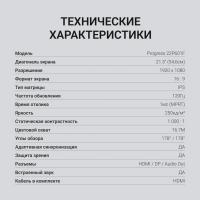 Монитор Digma 21.5" Progress 22P601F черный IPS LED 1ms 16:9 HDMI M/M матовая 250cd 178гр/178гр 1920x1080 120Hz DP FHD 2.2кг