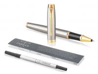 Ручка роллер Parker IM Core T321 (1931663) Brushed Metal GT F черн. черн. подар.кор.