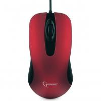 Gembird MOP-400-R красный USB {Мышь, бесшумный клик, 2 кнопки+колесо кнопка, 1000 DPI,  soft-touch, кабель 1.45м, блистер}
