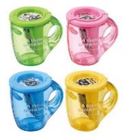 Точилка для карандашей ручная Deli Cup E0551 2 отверстия пластик ассорти дисплей