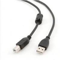Bion Кабель интерфейсный USB 2.0 AM/BM, позолоченные контакты, ферритовые кольца, 1.8 м, черный [BXP-CCF-USB2-AMBM-018]