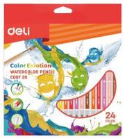 Карандаши цв. Deli EC00720 Color Emotion акварель. липа 24цв. коробка/европод. (24шт)