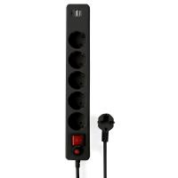 Гарнизон Сетевой фильтр для ИБП ECL-5-U2-B-1.8 5р, 10А, 2xUSB, 1.8м, ур.защиты 4, черный, пакет (22437)