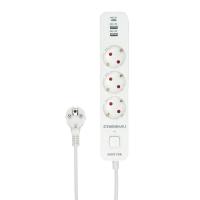Гарнизон Сетевой фильтр EPS-3-CU2-W-2 2.0 Мультипорт 3р, 10А, 1xType-C PD, 2 х USB QC, 2м, ур.защиты 2+, белый, пак (21448)