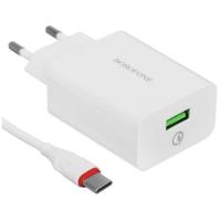 BOROFONE BA21A/ Сетевое ЗУ + Кабель Type-C 1m/ QC 3.0/ 1 USB/ Выход: 18W/ White