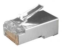 Коннектор Hyperline (PLUG-8P8C-U-C6-SH-100) FTP кат.6 RJ45 прозрачный (упак.:100шт)