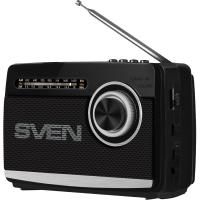 SVEN АС SRP-155, чёрный (3 Вт, Bluetooth, FM/AM/SW, USB, microSD, фонарь, встроенный аккумулятор)
