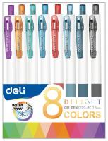 Набор ручек гелев. Deli Delight EG120-8C (8шт) 8цв.
