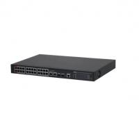 DAHUA DH-S4228-24GT-240 28-портовый гигабитный управляемый коммутатор с PoE, уровень L2, 24xRJ45 1GB PoE, 2xRJ45 1Gb, 2xSFP 1Gb, суммарно 240Вт, коммутация 56 Гбит/с, MAC-таблица 8К