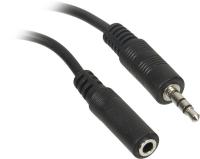 Кабель-удлинитель аудио Buro Jack 3.5 (m)/Jack 3.5 (f) 2м. черный (BAAC003-2)