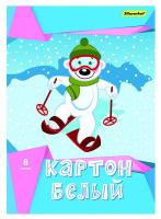 Картон белый Silwerhof 918099-14/1 белый мелов. 8л. 1цв. A4 Белый мишка 230г/м2 1диз. обл.мел.картон папка (упак.:24шт)