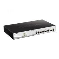 D-Link DGS-1210-10MP/F3A PROJ Управляемый L2 коммутатор с 8 портами 10/100/1000Base-T и 2 портами 1000Base-X SFP (8 портов PoE 802.3af/at, PoE-бюджет 130 Вт)