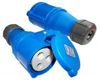 Розетка Lanmaster LAN-IEC-309-32A1P/F однофазная разборная 32A 250V синий