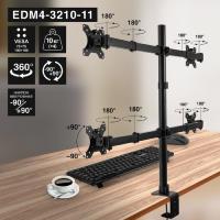 ExeGate EDM4-3210-11 (VESA 75x75, 100x100, макс.нагрузка 4х10 кг, наклон -90°/+90°, поворот -90°/+90°, вращение 360°, 2 способа крепления: сквозное и струбцина, цвет черный)