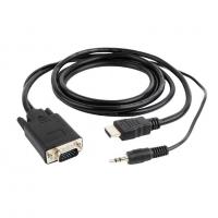 Кабель HDMI->VGA Cablexpert A-HDMI-VGA-03-10M, 19M/15M + 3.5Jack, медь, позол.разъемы, 10м, черный, пакет