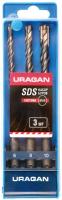 Набор буров Uragan 901-25554-H3 по бетону (3пред.) для перфораторов
