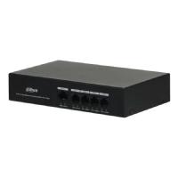DAHUA DH-PFS3005-4ET-36 5-портовый неуправляемый коммутатор с РоЕ, 4xRJ45 100Mb PoE, 1xRJ45 100Mb, суммарно 36Вт, коммутация 1 Гбит/с, MAC-таблица 1К, металл