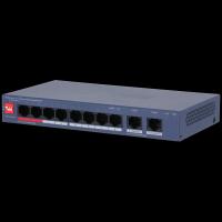 DAHUA DH-CS4010-8ET2GT-110 8-портовый PoE коммутатор управляемый 8 RJ45 10/100Мбит/с (PoE/PoE+/Hi-PoE/IEEE 802.3bt), 2 RJ45 10/100/1000Мбит/с (uplink);  1~2 до 90Вт, 3~8 до 30Вт, суммарно до 110Вт