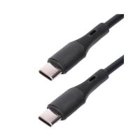 Cablexpert Кабель USB2.0 Type-C/Type-C, 3А, 65Вт, PD/QC3.0, силиконовый, медь, 1м, черный, пакет (CC-USB2S-CMCM-1M-BK)