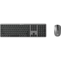 Клавиатура + мышь Oklick 300M клав:серый мышь:серый/черный USB беспроводная slim [1488402]