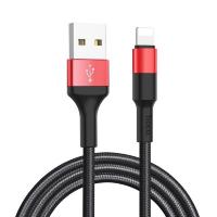 HOCO HC-80190 X26/ USB кабель Lightning/ 1m/ 2A/ Нейлон/ Black&Red
