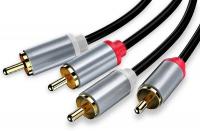 Кабель соединительный аудио Premier 5-304 1.5 2хRCA (m)/2хRCA (m) 1.5м. позолоч.конт. черный/серый