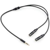 Кабель аудио разветвитель Cablexpert CCAB-02-35MY-0.2MB  3.5 джек (M)/2х 3.5 джек (F), черный, 0.2м, блистер