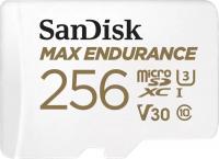 Micro SecureDigital 256GB SanDisk MAX ENDURANCE + SD Adapter -  / 4K videos, Extreme endurance, up to 100/40 MB/s Read/Write speeds