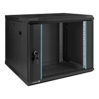 Exegate EX298607RUS Шкаф телекоммуникационный 19" настенный 9U ExeGate EC-WM-9U.450.G.BLACK (19”, 9U, 600x450x500mm (ШхГхВ), передняя дверь закаленное стекло, съемные боковые панели, пыле- и влагозащи