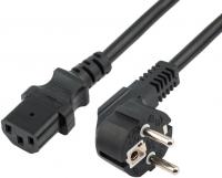 Rexant (11-1136) Шнур сетевой, вилка угловая СЕЕ 7/7(Schuko) - разъем IEC 320 C13, кабель 3x1,5 мм?, длина 0,5 метра, черный (PVC пакет)